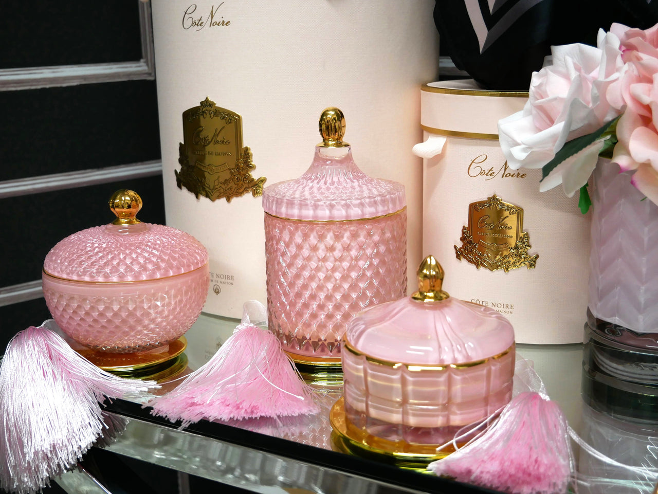 Cote Noire Art Deco Candle - Pink & Gold - Pink Champagne - GML45002