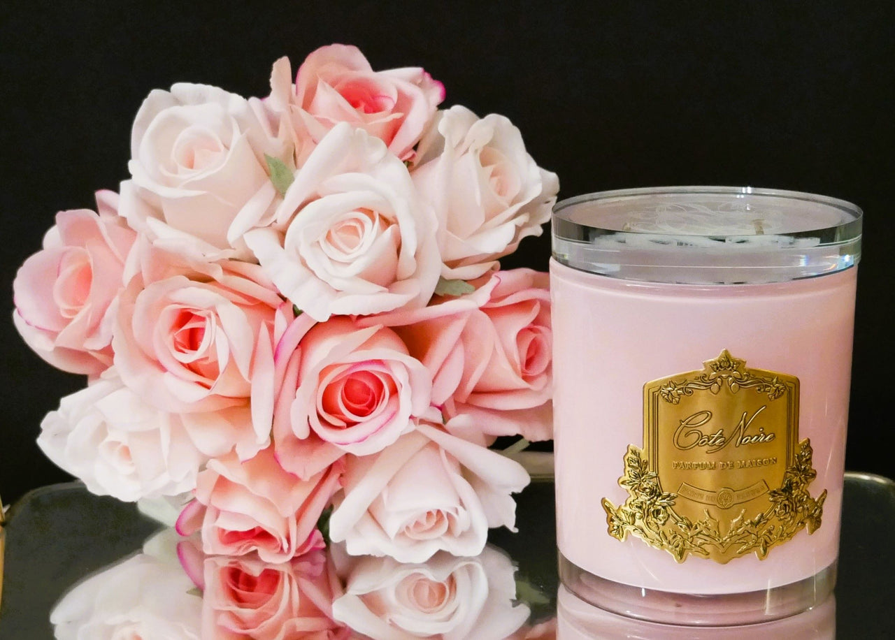 * LIMITED EDITION CANDLE * PINK VESSEL 450G CANDLE IN PINK CHAMPAGNE WITH CRYSTAL GLASS LID