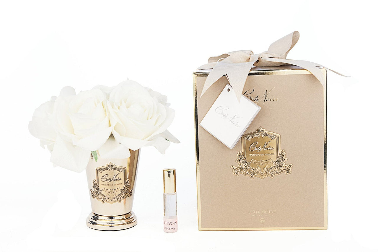 Cote Noire Seven Rose Bouquet - Champagne - Gold Goblet - SMC05