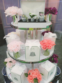 Cote Noire Herringbone Flower - Rose Buds - Clear - White Peach - HCF25