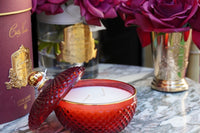 Cote Noire Round Art Deco Candle - Red & Gold - Rose oud - GML30007