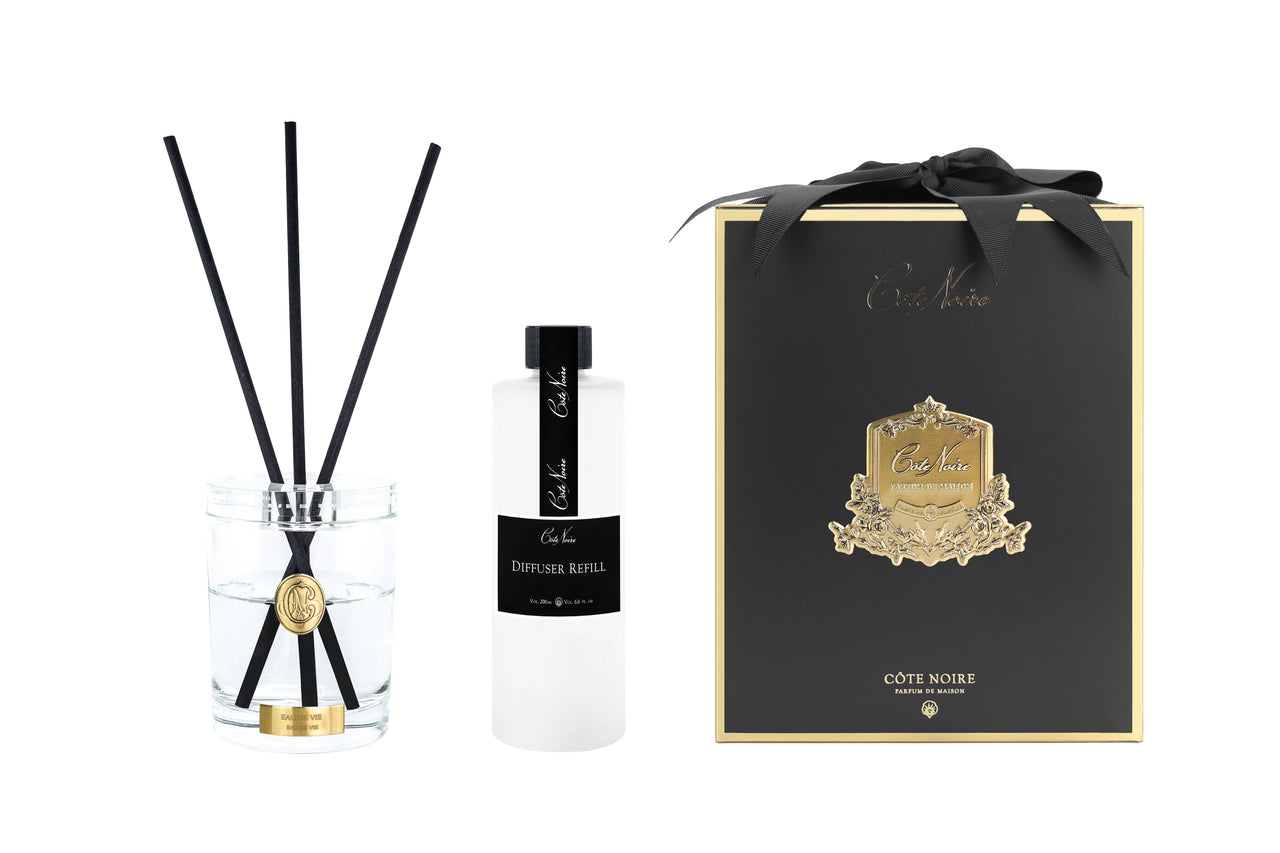 * PRE-ORDER* NEW - Cote Noire Crystal Diffuser Set - 200ml - Gold - Eau De Vie - CD20005