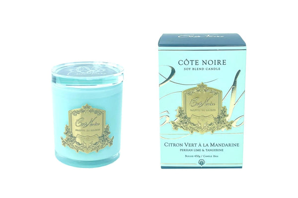 * LIMITED EDITION CANDLE * JADE BLUE VESSEL 450G CANDLE IN PERSIAN LIME WITH CRYSTAL GLASS LID