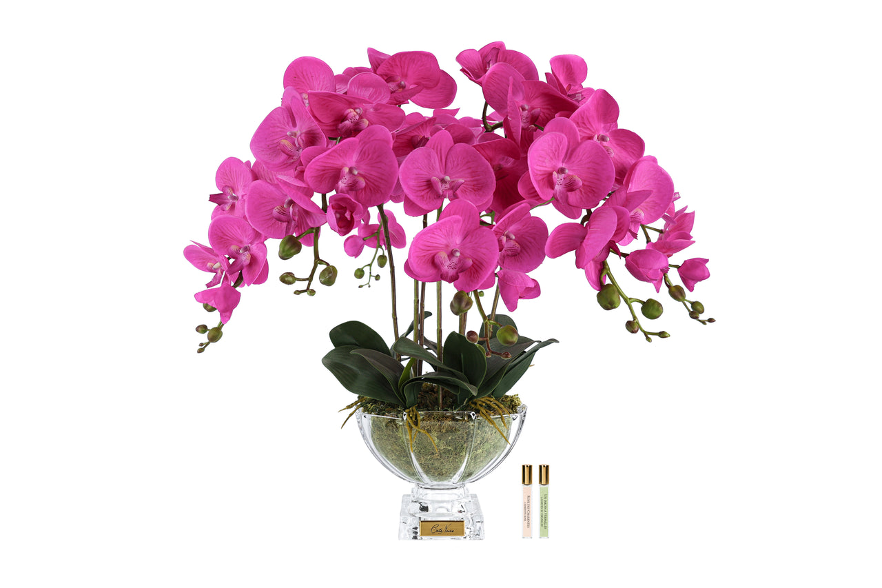 Cote Noire Luxury Centrepiece Orchid Bouquet - Pink & Gold badge - CP009