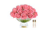 Cote Noire Luxury Centrepiece 37 Rose Bud Bouquet - Peach & Gold Badge CPRB05