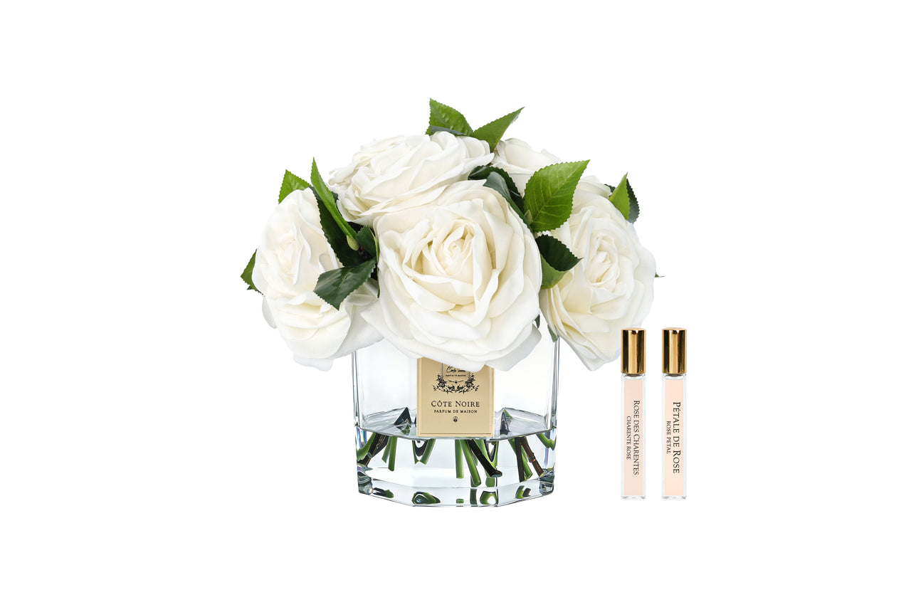 NEW - Cote Noire Classic Tea Rose Bouquet - White  - CTB01