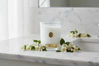 NEW Cote Noire Soy 185g Candle - White Vessel with Gold Badge -  Jasmine Flower Tea- CWG18520