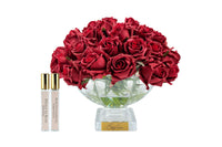 Cote Noire Luxury Centrepiece 37 Rose Bud Bouquet - Red & Gold Badge CPRB04