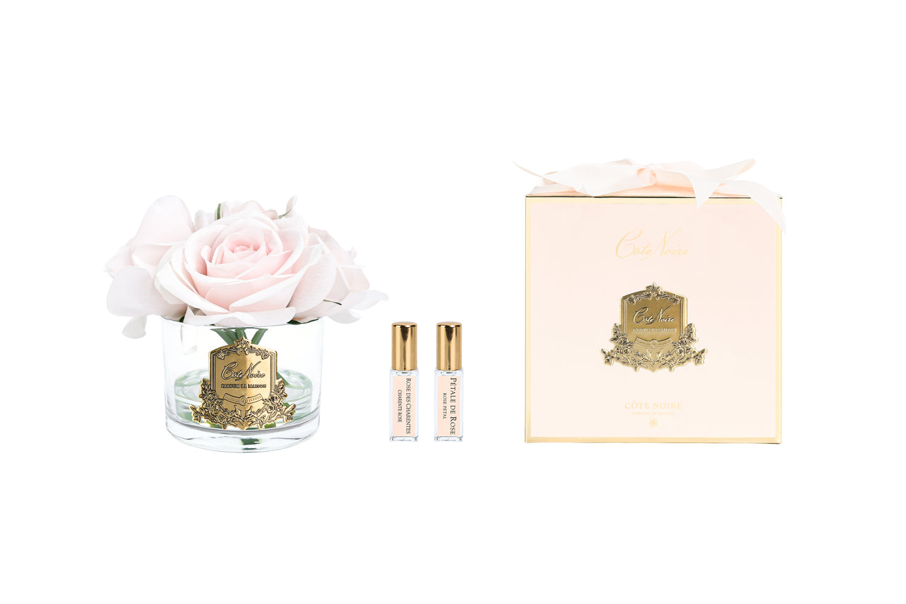 NEW - Cote Noire Perfumed Natural Touch 5 Roses - Clear with Gold Crest- French Pink - GMR66L