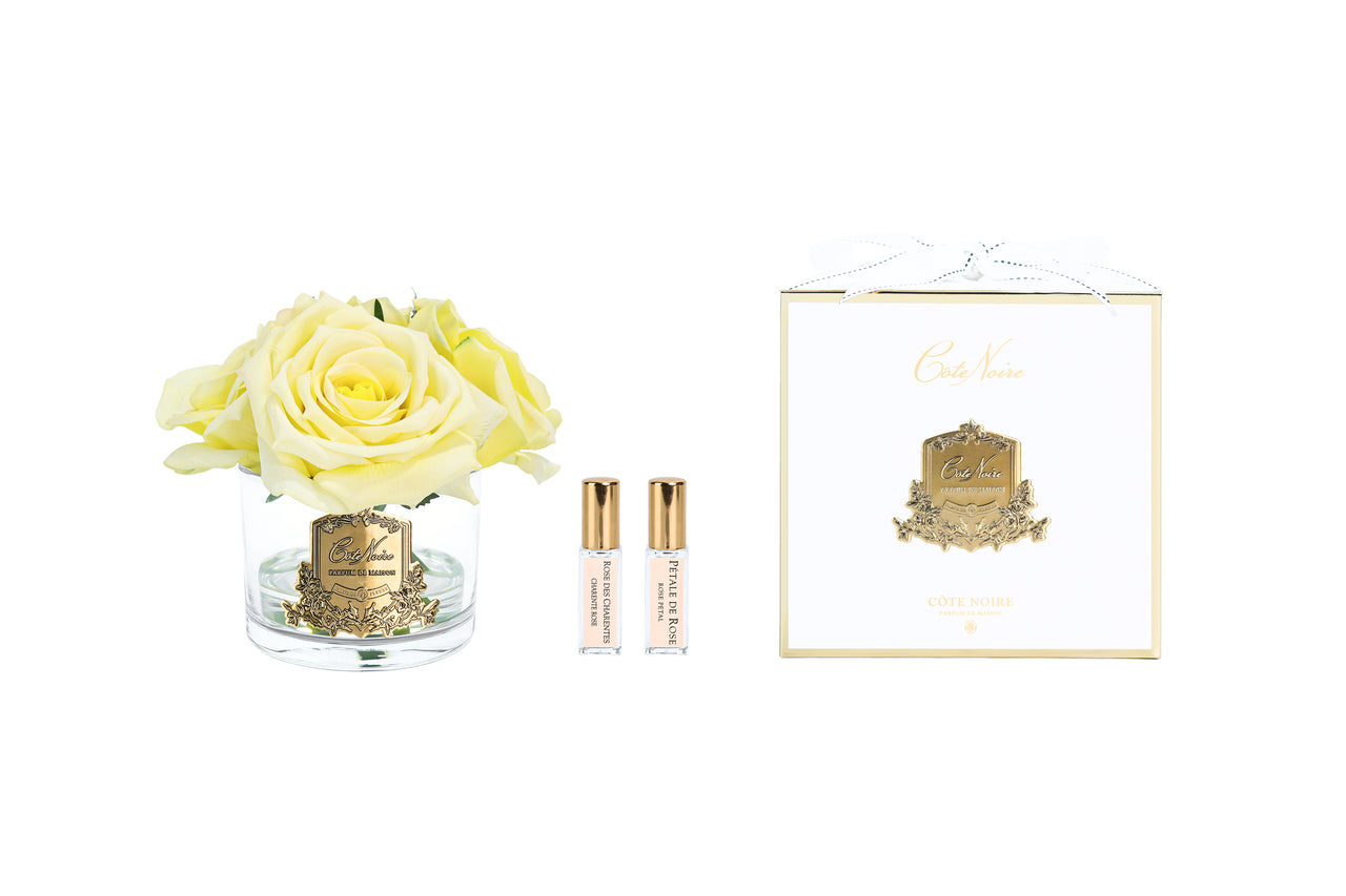 Cote Noire Perfumed Natural Touch 5 Roses - Clear with Gold Crest - Yellow- GMR68