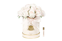 NEW - Cote Noire Hat Box Bouquet - Pink Box with Blush Rose Buds - HBB02