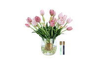 Cote Noire Heritage Tulips - Clear Vase with Gold Badge - Pink - HT02