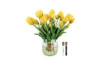 Cote Noire Heritage Tulips - Clear Vase with Gold Badge - Yellow - HT04