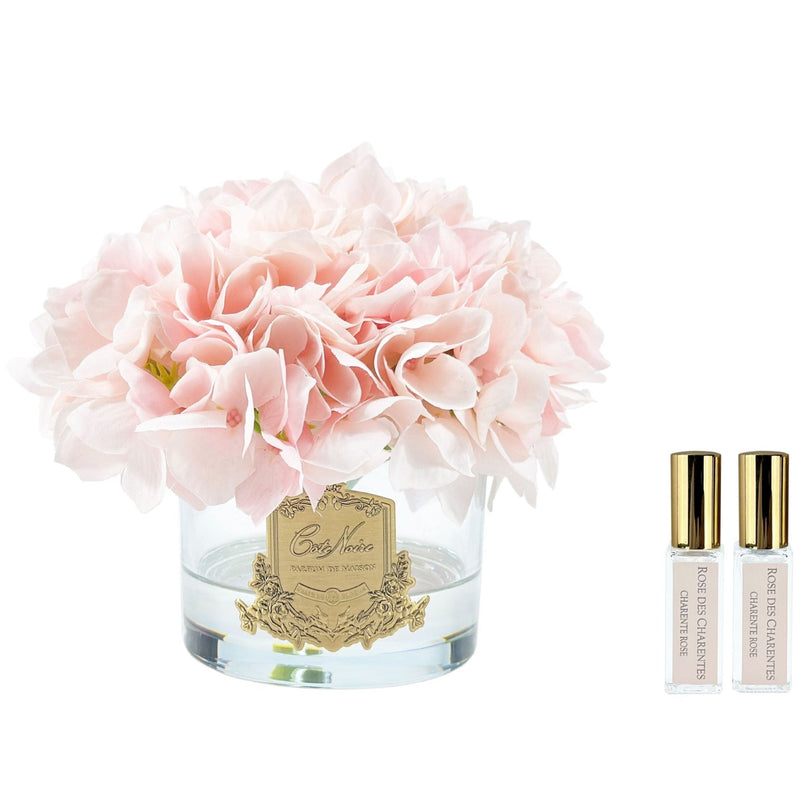 COTE NOIRE HYDRANGEAS IN ROUND VASE - PINK BLUSH - GMH88