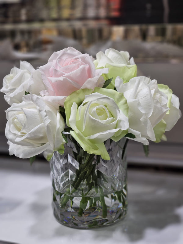 ** NEW ** Cote Noire Herringbone Flower - French Pink, Green & White Roses - HCF13