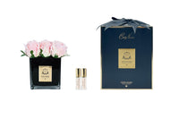 Cote Noire Couture 9 Rose Buds - Square Black Vase Gold & Champagne Pink - SVB915