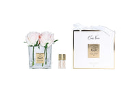 ** Limited ** Cote Noire Couture 4 Rose Buds - Champagne Pink - Square Clear Vase Gold - SVC415