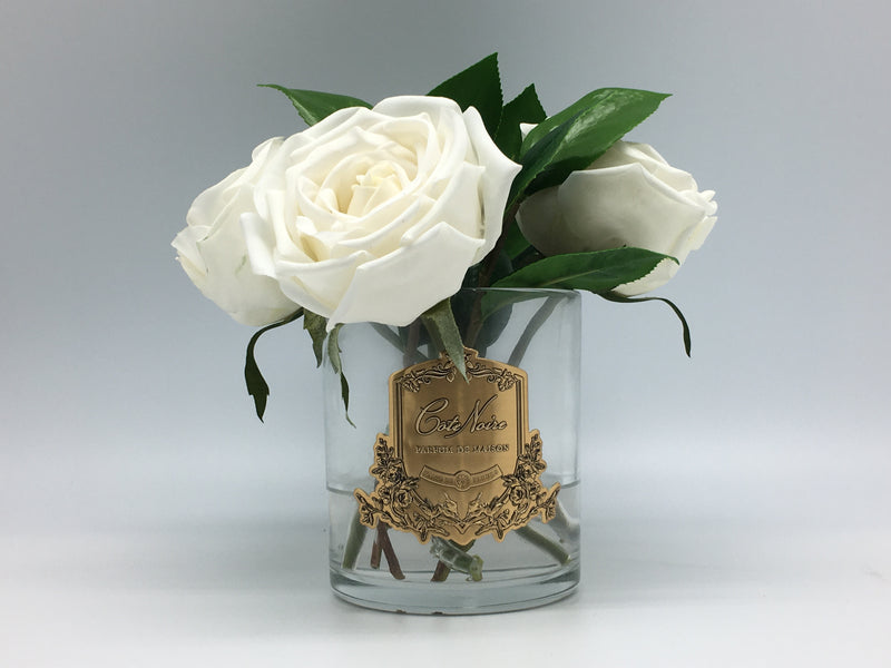 Camelia Roses - Clear Glass - White - SFR40