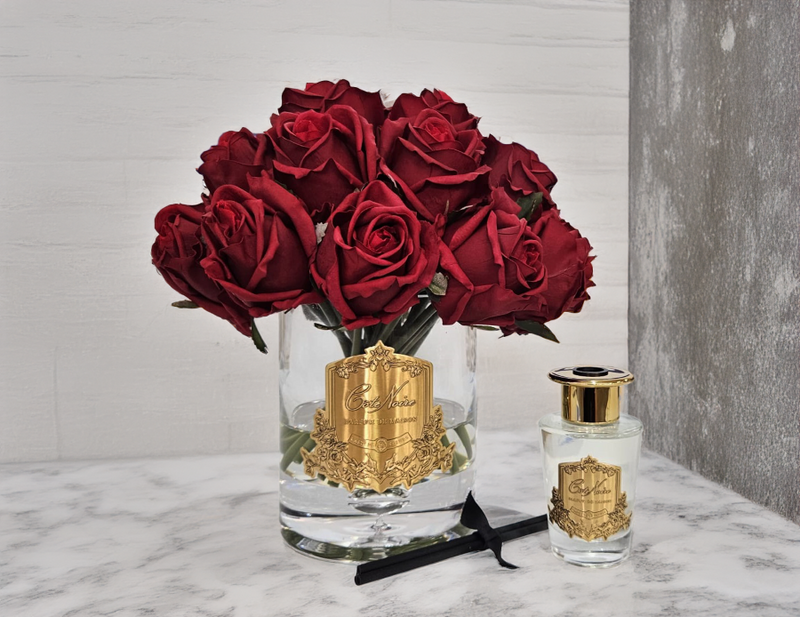 **NEW** Cote Noire Luxury Grand Rose Bud Bouquet - Red - Gold Badge  - LRB04