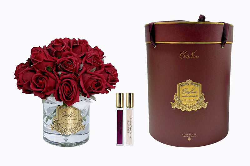 **NEW** Cote Noire Luxury Grand Rose Bud Bouquet - Red - Gold Badge  - LRB04