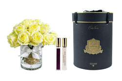 Cote Noire Luxury Grand Rose Bud Bouquet - Yellow - Gold Badge - LRB08