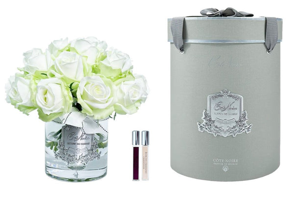 * NEW * Luxury Grand Rose Bud Bouquet - Silver Badge - Green - Grey Box - LRB09