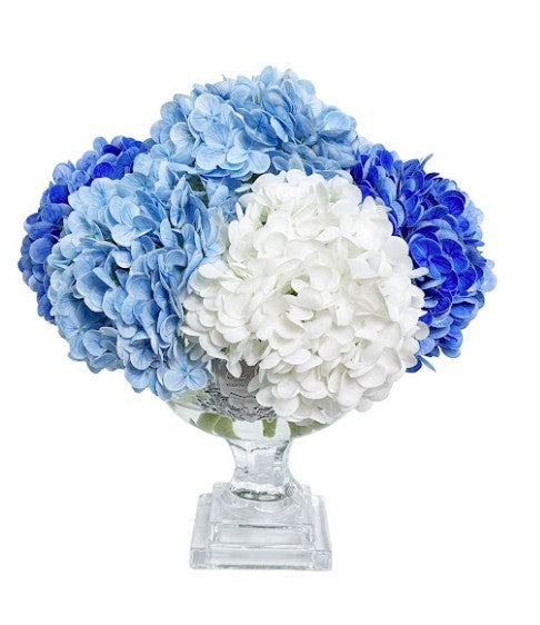 Provence Hydrangea Bouquet - Medium Mixed Blue & Silver