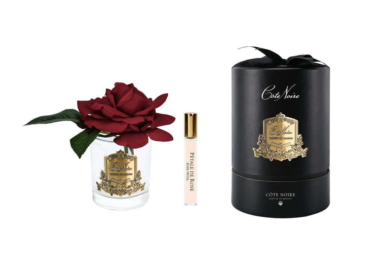 New Single Rose - Clear Glass - Red Gold/Black Box - RMR04
