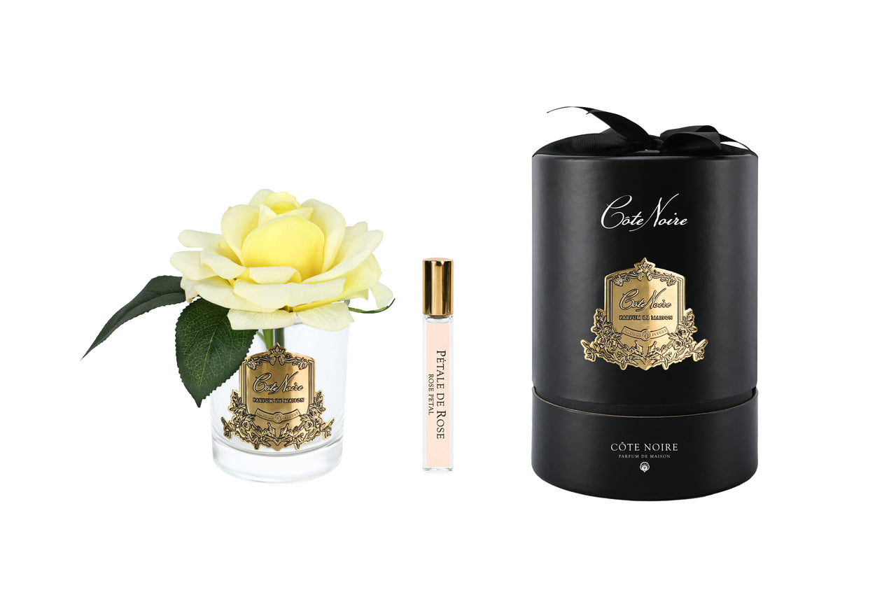 New Single Rose - Clear Glass - Yellow Gold/Black Box - RMR08