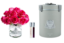 Cote Noire Luxury Grand Rose Bud Bouquet - Magenta - Silver Badge  - LRB07