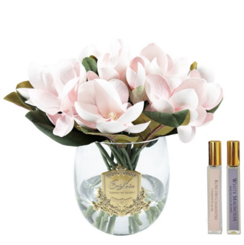 Cote Noire Round Magnolia Bouquet - Pink - Gold Badge - RMG02