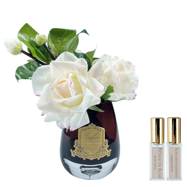 Cote Noire Tea Rose Bouquet - Dark Tear Drop Glass - Pink Blush - TR02B