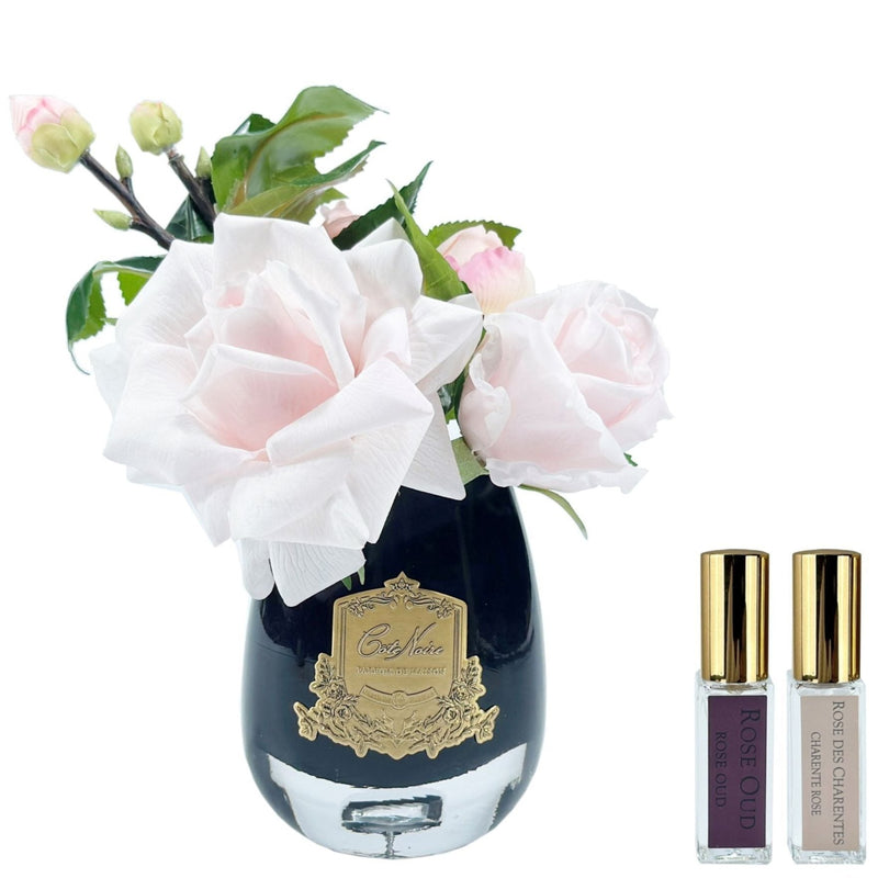 Cote Noire Tea Rose Bouquet - Dark Tear Drop Glass- FRENCH PINK - TR06B