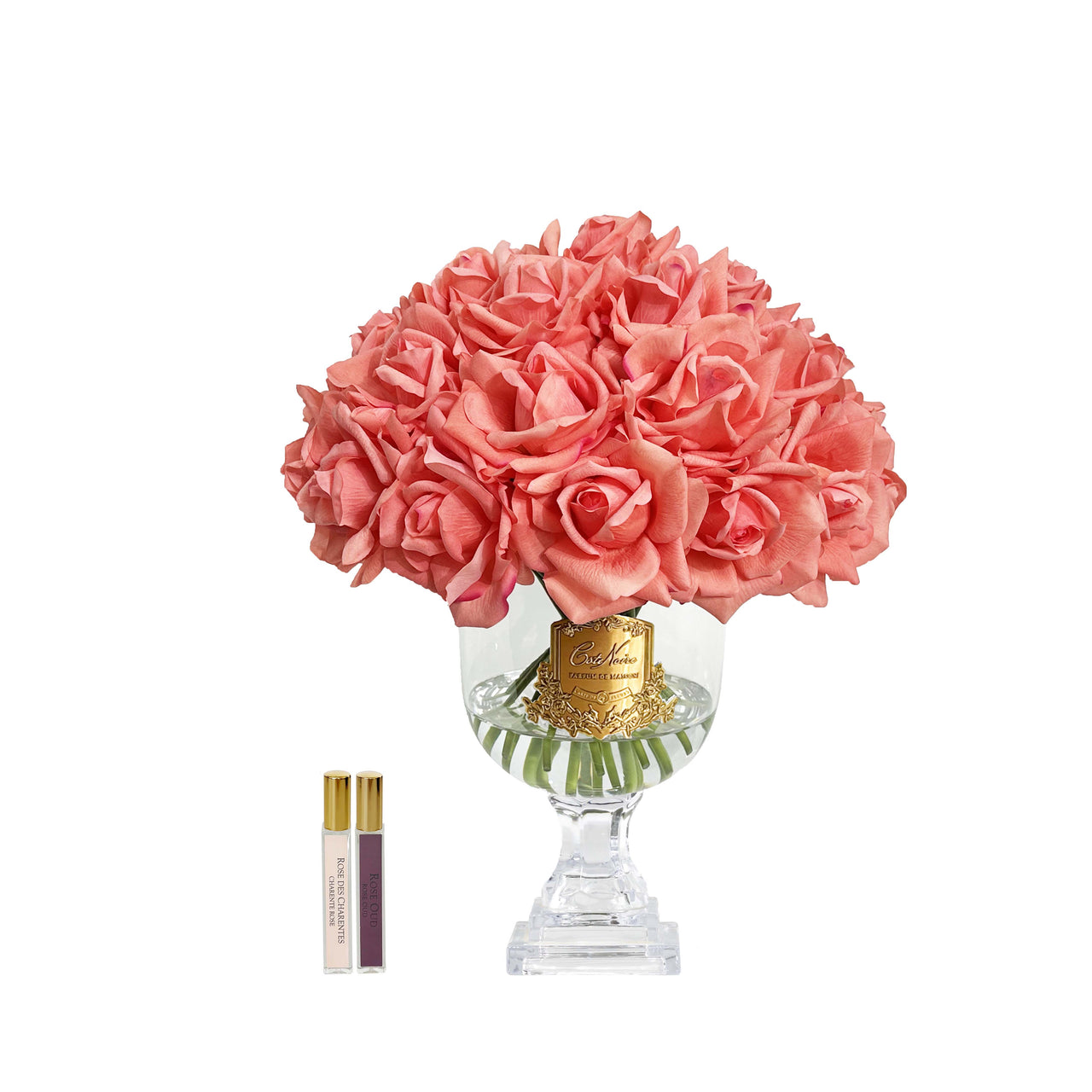 Cote Noire Versailles French Rose Bouquet with Gold badge - White Peach  - VRB05