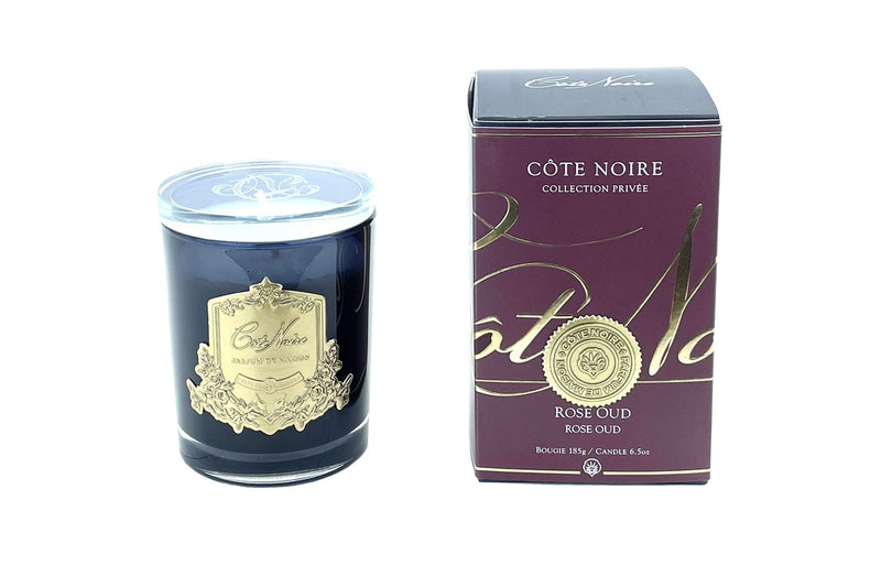 Crystal Glass Lid 185g Soy Blend Candle - Rose Oud - Gold