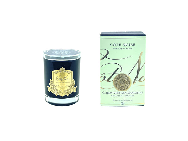 CRYSTAL GLASS LID 185G SOY BLEND CANDLE - Persian Lime & Tangerine - Gold