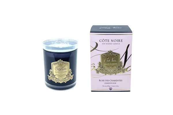 Crystal Glass Lid 450G Soy Blend Candle - Charente Rose - Gold