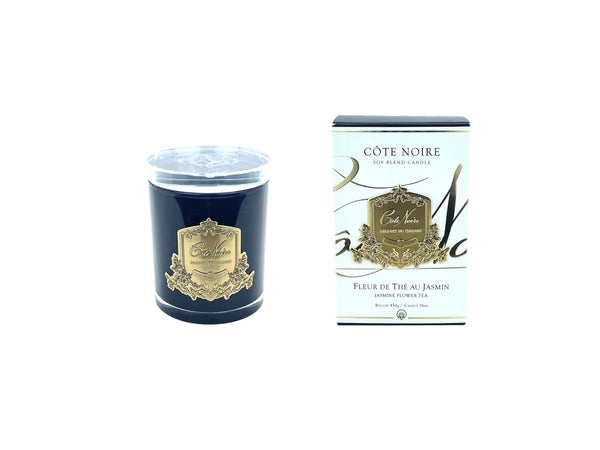 Crystal Glass Lid 450g Soy Blend Candle - Jasmine Flower Tea - Gold