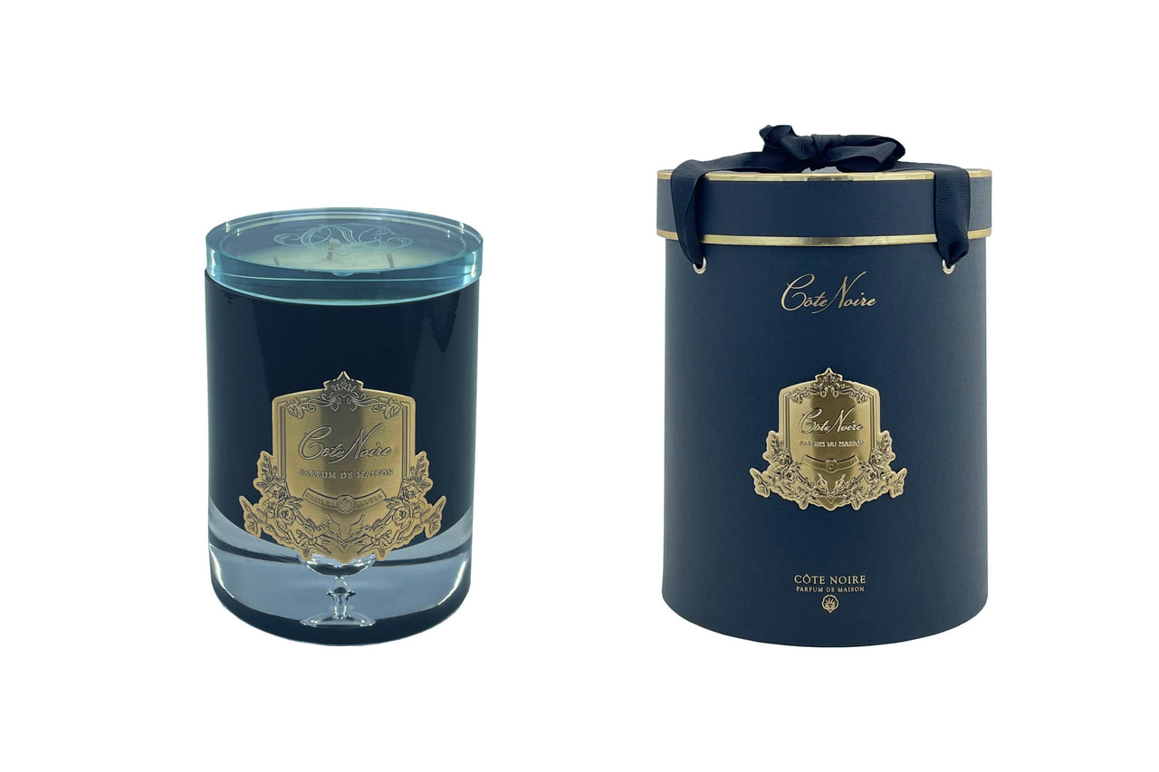 Cote Noire Crystal Glass Lid Triple Wick Grand Candle 2.5kg - Prosecco- LCG032