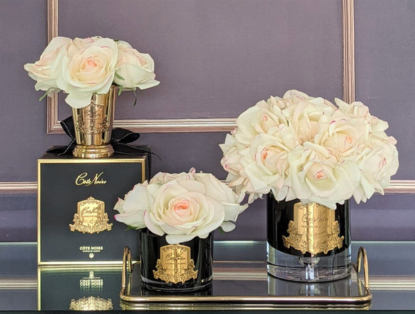 Luxury Grand Bouquet BLACK GLASS - Gold badge - Pink Plush - pink box - LTWB02