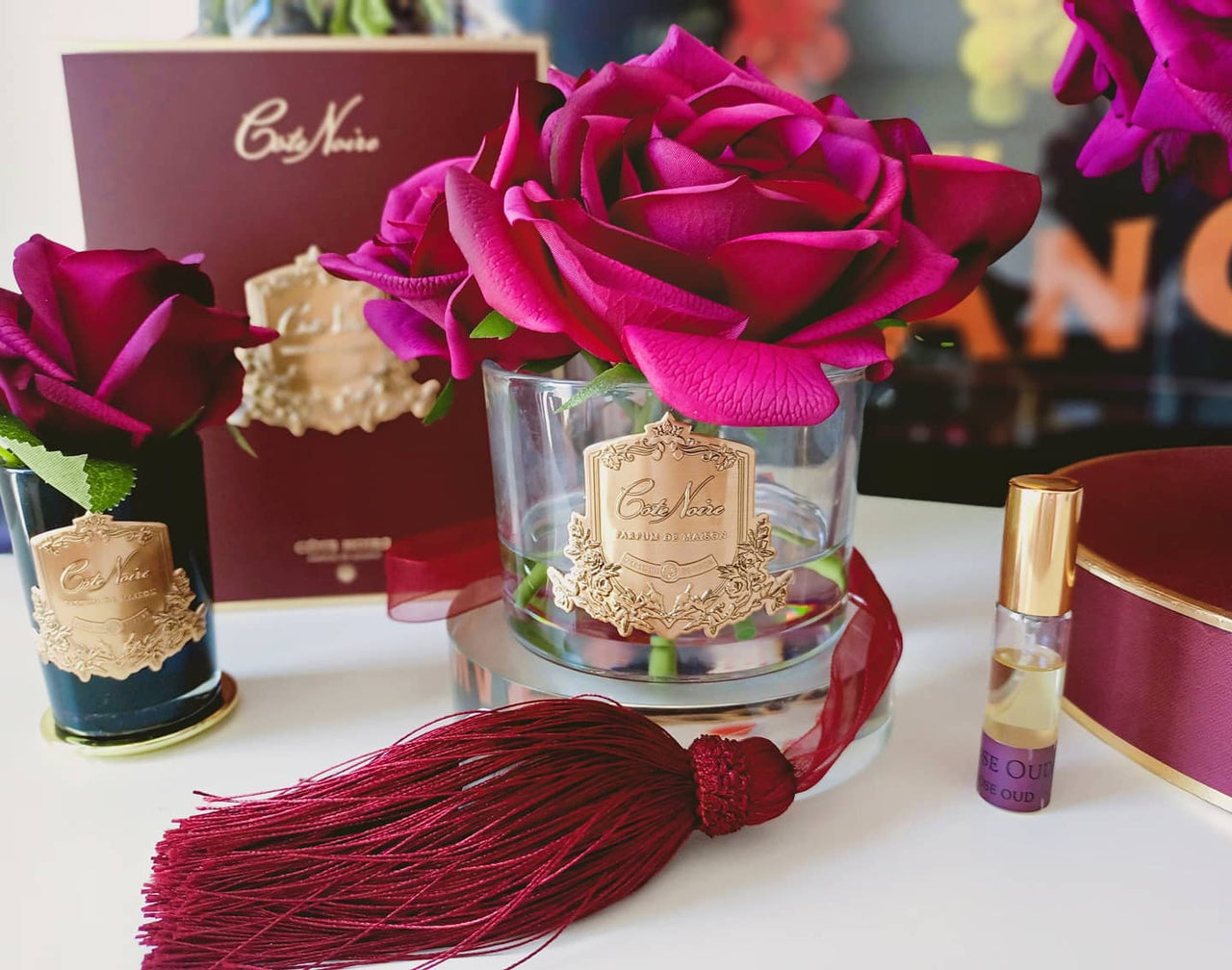 Côte Noire Perfumed Natural Touch 5 Roses LTD - Clear - Carmine Red - Burgundy Box - GMR90