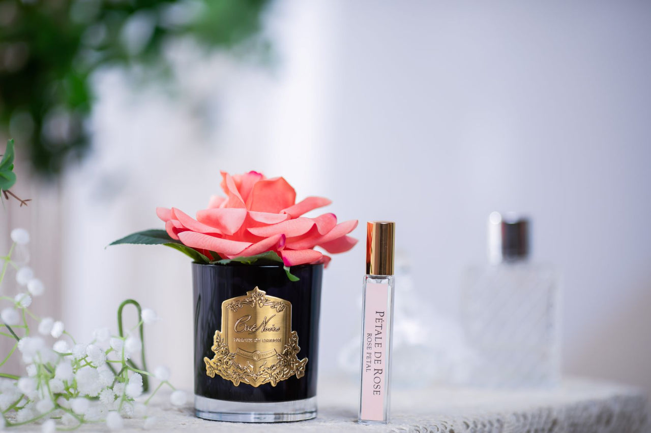 Côte Noire Perfumed Natural Touch Single Rose - Black - Peach - GMRB05