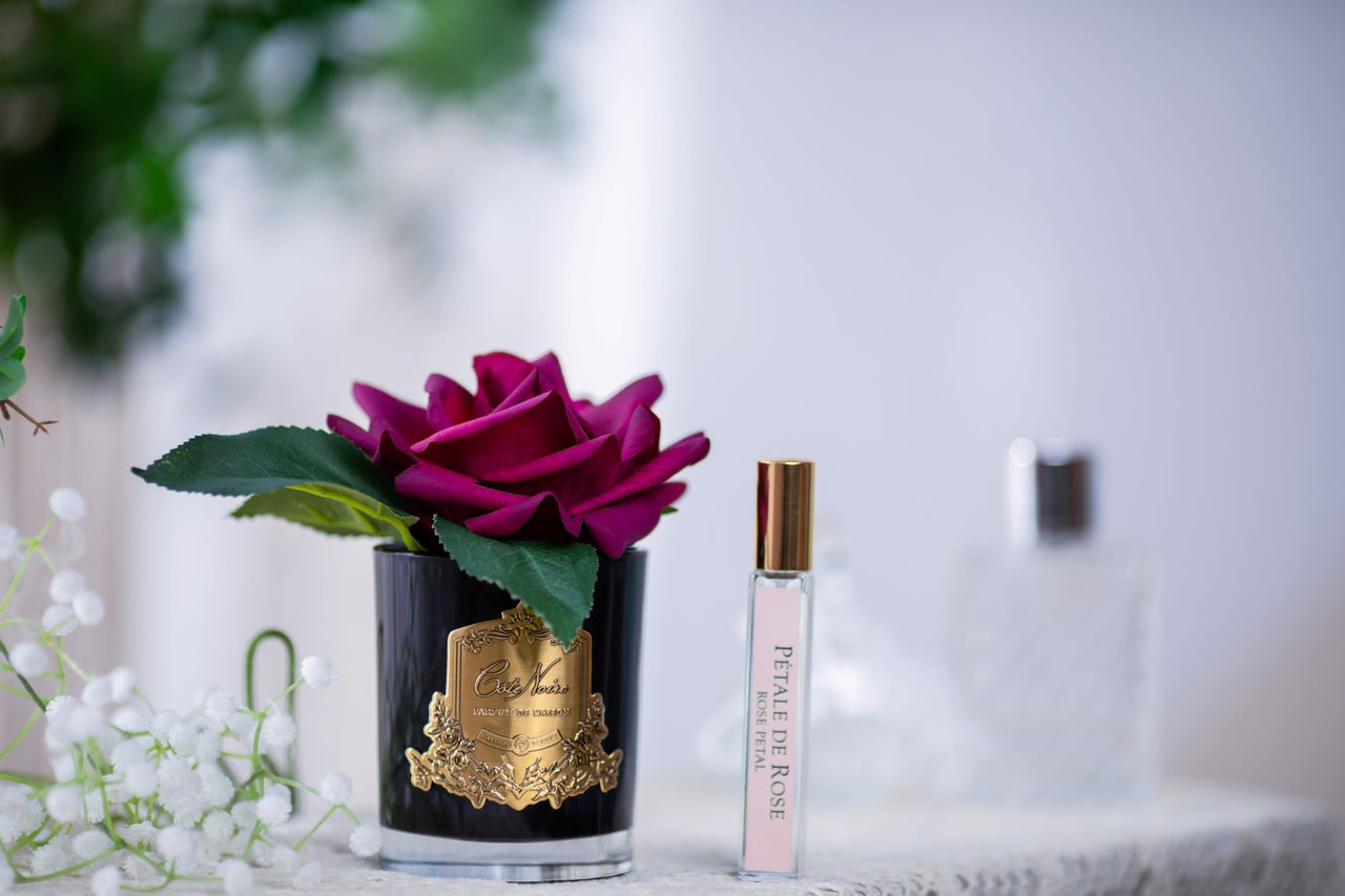 Côte Noire Perfumed Natural Touch Single Rose - Black - Red - GMRB04