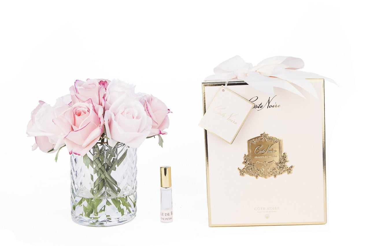 Cote Noire  Herringbone Flower - Mixed Rose Buds - Clear - HCF09