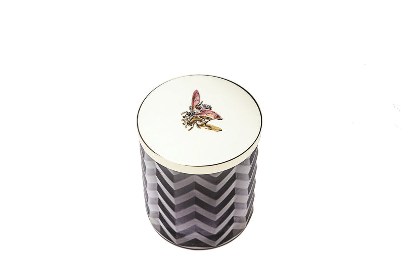 Cote Noire - Herringbone Candle With Scarf - Black - Red bee Lid - HCG02