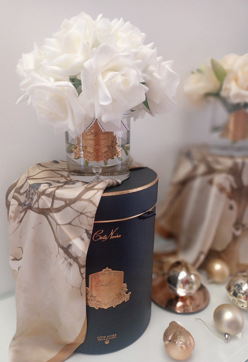 Luxury Grand Bouquet - GOLD badge - Ivory White - Black box - LTW11