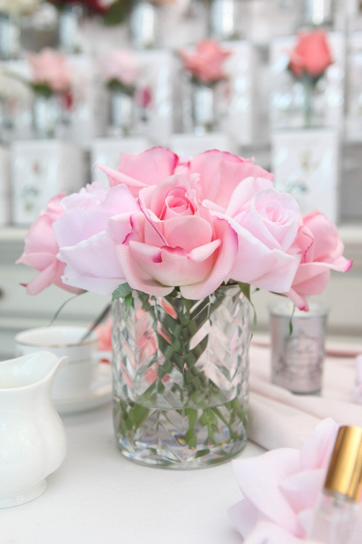 Cote Noire  Herringbone Flower - Mixed Rose Buds - Clear - HCF09
