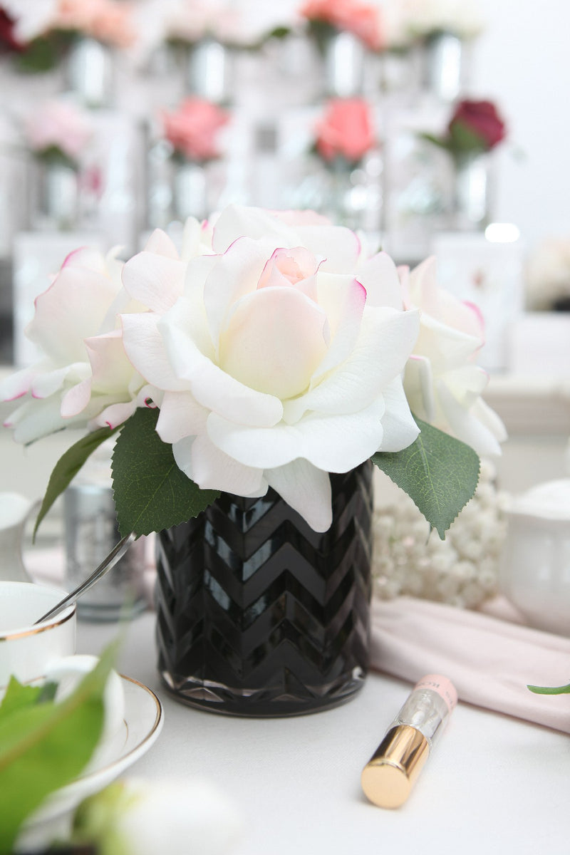 Cote Noire - Herringbone Flower Black - Blush Roses - HCF01