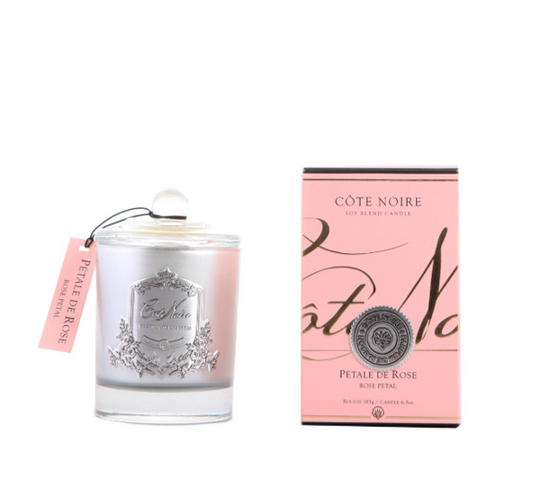 ** BUY 2 GET 1 FREE ** 185g Soy Blend Candle - Rose Petal Silver