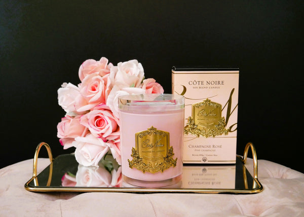 * LIMITED EDITION CANDLE * PINK VESSEL 450G CANDLE IN PINK CHAMPAGNE WITH CRYSTAL GLASS LID